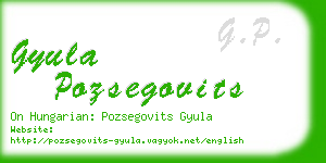 gyula pozsegovits business card